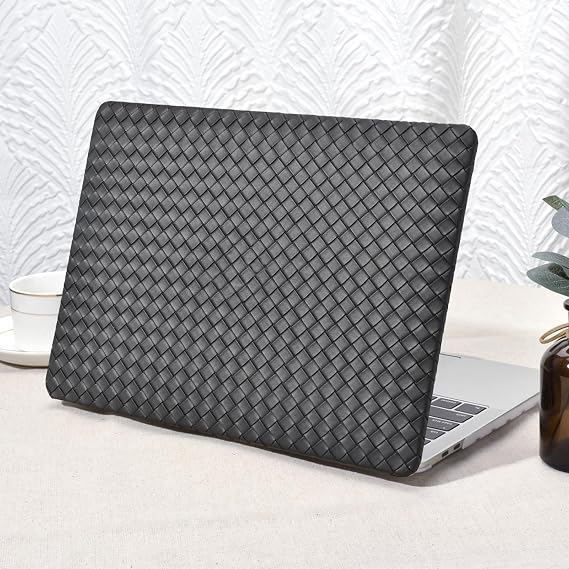 Seorsok Compatible with MacBook Pro 13 inch Case M2 2023-2021-2016 A2338 M1 A2251 A2289 A2159 A1989 A1708 A1706,Leather Plastic Hard Shell&Transparent Keyboard Cover,Black Tartan PVC No Logo Cutout