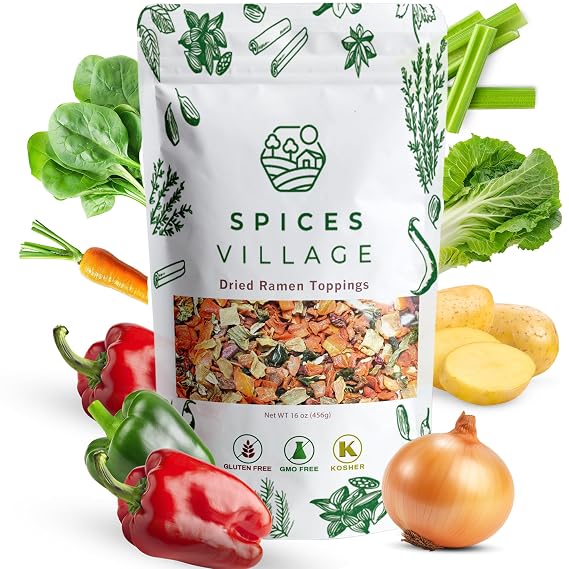 Spices Village Dried Ramen Toppings, Less Carrots More Bell Pepppers, 16 oz