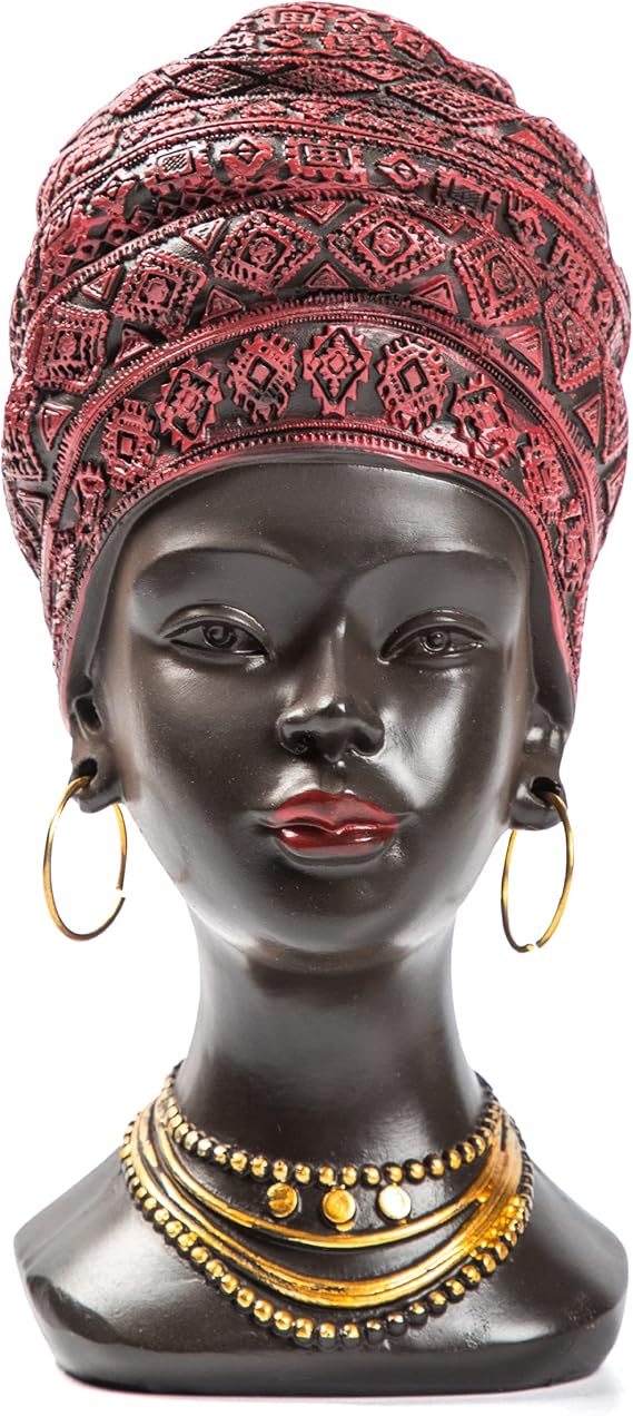 African Woman Bust Statue Afrocentric Home Decor Accents Gift for Women