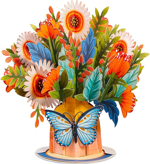 Paper Love HugePop Pop Up Card, 3D Artisan Bouquet With Detachable Paper Flower Bouquet, Gift for Birthday, Wedding, Anniversary, Graduation, Get Well, Thank You, All Occasion - Jumbo 10" x 14" Cover