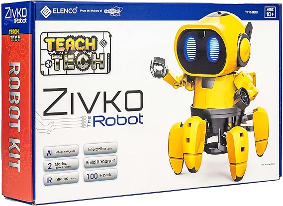 Elenco Teach Tech Zivko The Robot, Interactive A/I Capable Robot with Infrared Sensor, STEM Learning Toys for Kids 10+, includes Assembly Parts