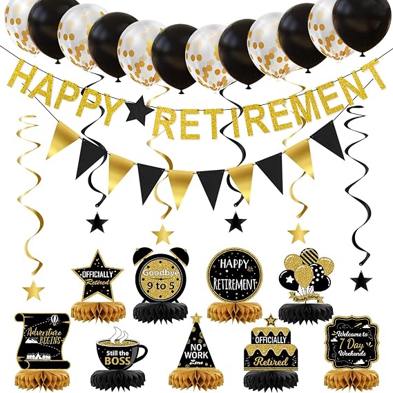 Retirement Party Decorations with Retirement Table Centerpieces and Retirement Banner Decorations