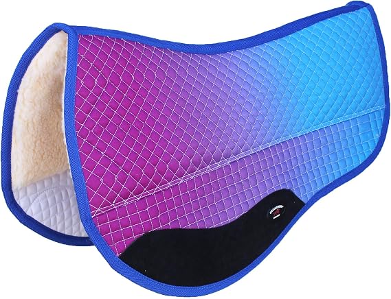 CHALLENGER Horse Western 28"x30" Quilted Barrel Contoured Fur Padded Saddle Pad Ombre 39222
