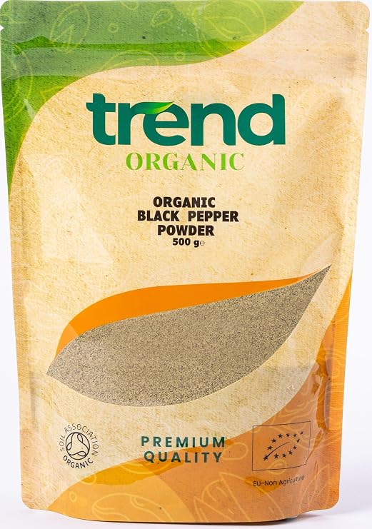 Trend Organic Black Pepper Powder, Versatile Kitchen Essential, Ideal Spice for Seasoning and Cooking with Earthy Flavour, Certified Organic, Vegan,