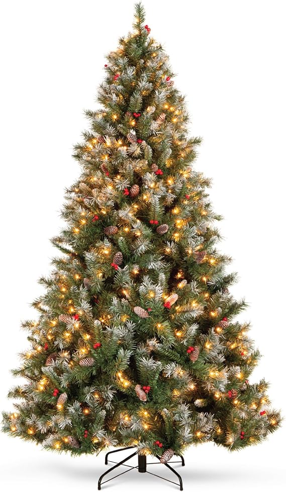 Best Choice Products 4.5ft Christmas Tree Pre-Lit w/Viral Twinkling Lights, Pre-Decorated Artificial Frosted Pine Holiday Decoration w/ 175 Lights, 358 Frosted Tips, Pine Cones, Berries, Metal Base