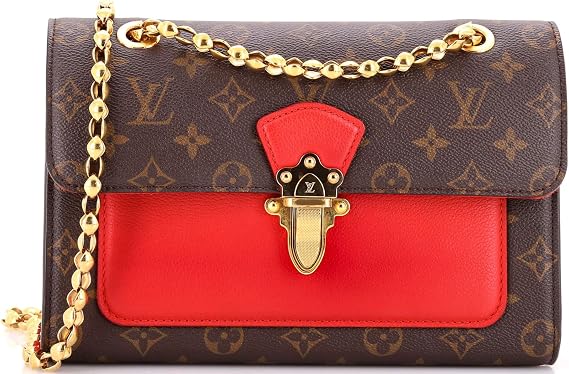 Pre-Loved Victoire Handbag Monogram Canvas and Leather, Red