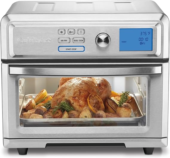 Cuisinart Air Fryer Toaster Oven, Digital Display, 1800 Watt Air Fryer Toaster Oven Combo with Adjustable Temperature and Controls, Stainless Steel Small Kitchen Appliance, TOA-65NAS, Silver