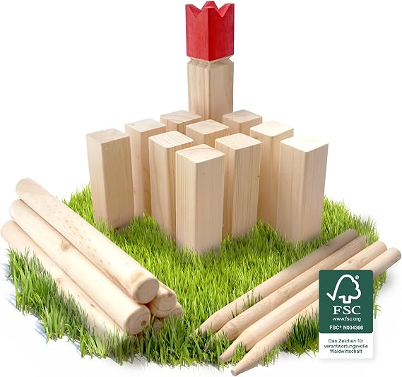Ocean 5 Kubb Viking Chess Wooden Throwing Game Garden Red Crown