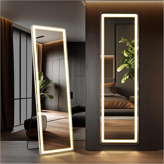 60" x 16" Full Length Mirror with LED Lights LED Floor Mirror