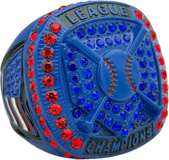 Discount Sports Rings Home Plate League Championship Ring, Premium Softball Baseball Ring/Assorted Colors/Team Awards/Tournament Rings