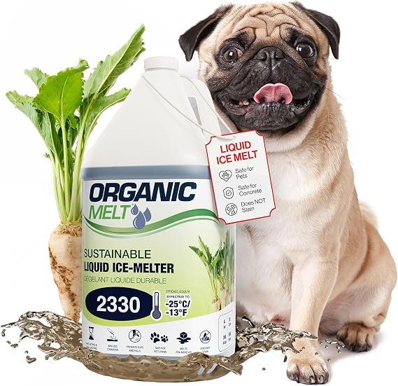 Ice Melt Safe for Concrete, Sidewalks, and Driveways Pet-Friendly Snow Salt and Ice Melter Organic Melt Liquid De-Icing Product Eco-Friendly Made from Sugar Beets, 4 Litre Jug (1 gal)