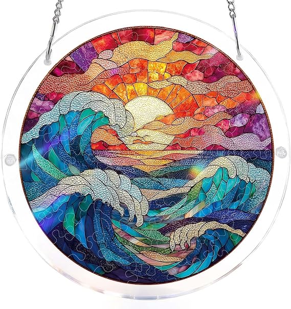 Acrylic Puzzles Suncatcher, Tree of Radiant Glass Puzzle, Acrylic Suncatcher Puzzles for Doors Garden, Mother's Day Christmas Birthday Gifts for Women Men (C)