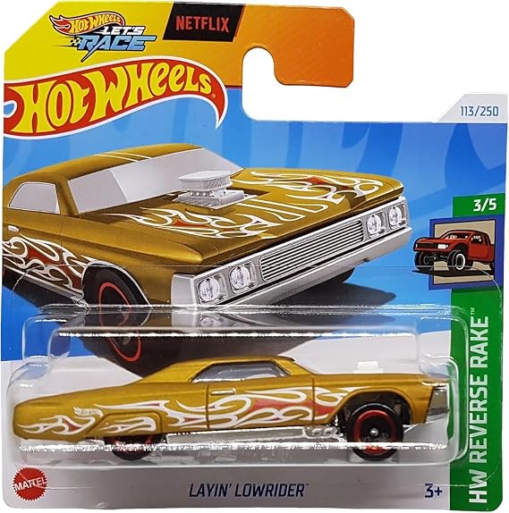 Hot Wheels - Layin Lowrider - HW Reverse Rake 3/5 - HTD39 - Short Card - Netflix Let's Race - Mattel 2024-1:64