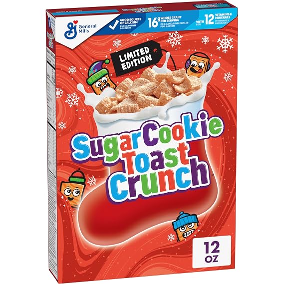 Sugar Cookie Toast Crunch Breakfast Cereal, Sugar Cookie Cinnamon Cereal, Limited Edition, 12 oz