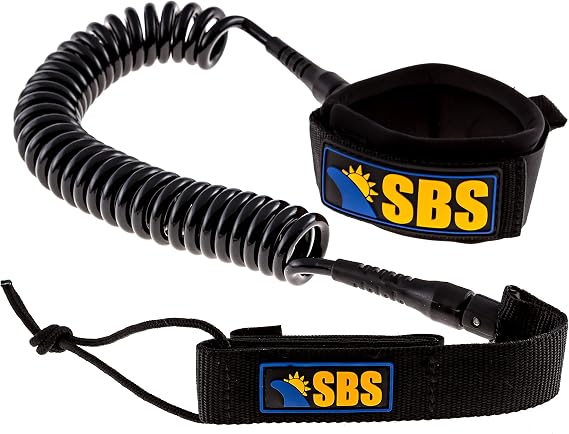 SBS Paddleboard Leash 10ft Coiled SUP Leash with Comfortable Ankle Cuff Durable, Tangle-Free Surf Leash for Stand Up Paddleboards