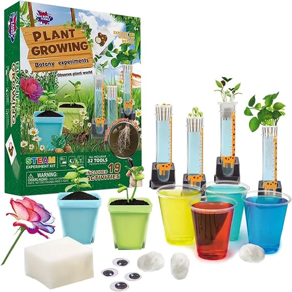 Plant Growing Science Kit for Kids - 19 Botany Experiments with Hydroponic Growing, Root Science & Transpiration - STEM Gardening Gift for Boys & Girls - Birthday Gift Ages 8, 9, 10, 11, 12