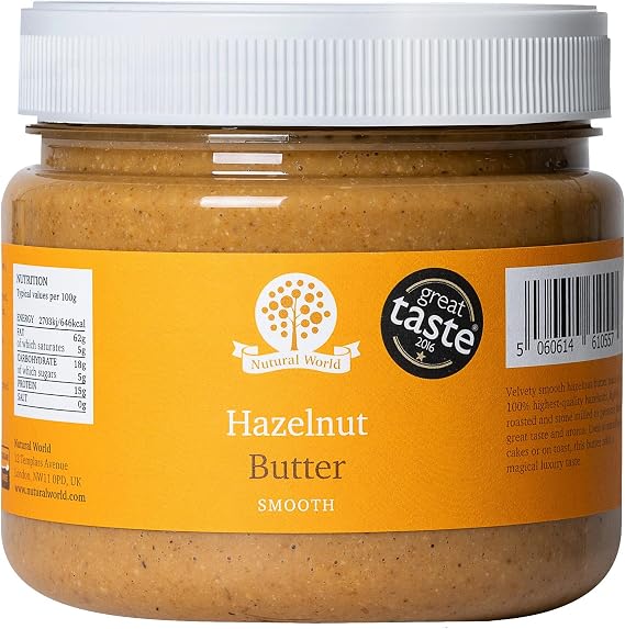 Nutural World - Smooth Hazelnut butter (1kg) - 100% Pure/Single Ingredient - Great Taste Award winner