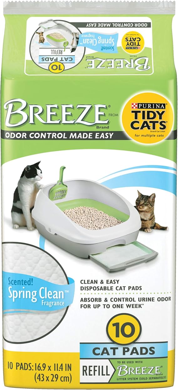 Tidy Cats Breeze Clean Linen Scented Ion Cat Litter Box Pads Refill Pack - 10 CT (Pack of 1)