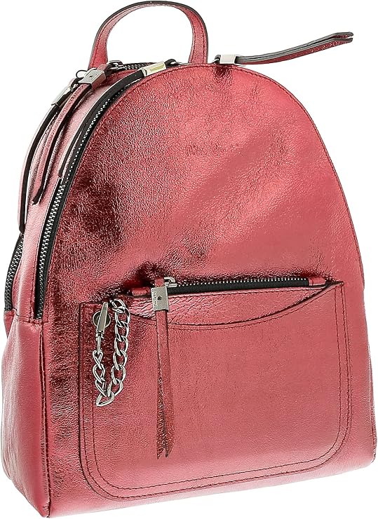 Pierre Cardin Red Leather Medium Fashion Metallic Backpack