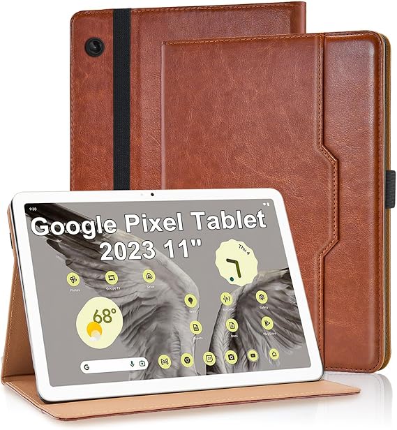 Case for Google Pixel Tablet 2023 11 inch Magnetic PU Leather Folio Adjustable Stand Case Foldable with Pocket Card Holder Multi-Angle Viewing Stand Cover,Brown