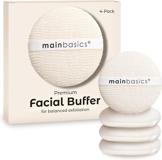 MainBasics Face Scrubber Exfoliator Pads 4-Pack | Exfoliating, Facial Cleansing, Buffing Sponge