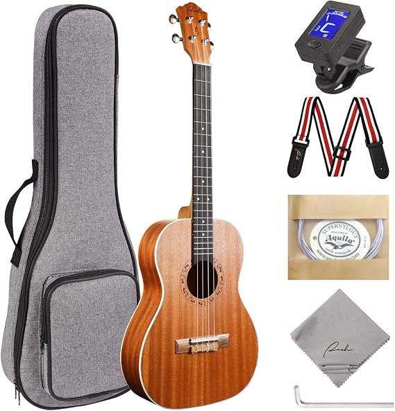 Ranch Baritone Ukulele 30 inch Ukelele Instrument Kit for Beginners Starter Pack Bundle Gig bag, Tuner, Strap, Adjustable Tool Set