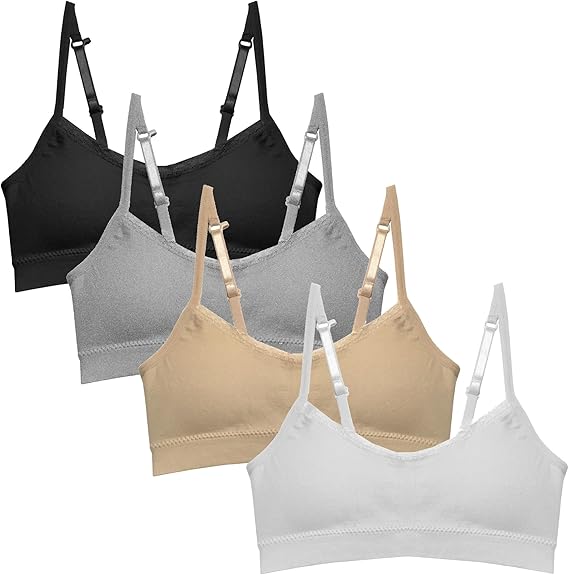 Popular Girls Padded Training Bra Pack Crop Cami Training Bras for Girls. Seamless Bra Design with Removable Padding