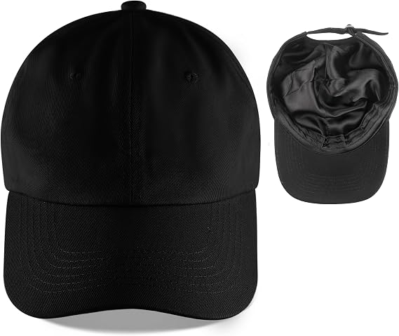 Leotruny Baseball Cap Satin Lined: Silk Lining Help Prevent Frizz Breakage | Sport Adjustable Hat for Women