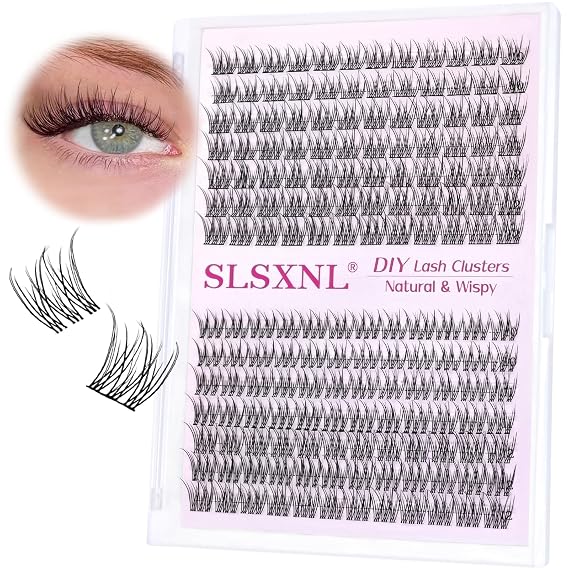 Natural Lash Clusters Wispy Clear & Black Band Cluster Eyelash Extensions 10-12MM Short Natural Look C Curl Thin Band False Eyelashes