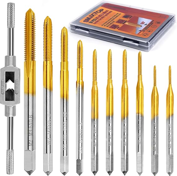10pcs Micro Metric Taps Bits Set with 1Pc Tap Wrench for Metal M1-M3.5