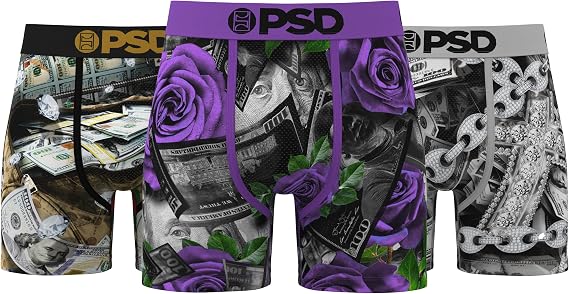 PSD Mens Underwear Mid Length Core Standard Boxer Briefs, Packs & Singles