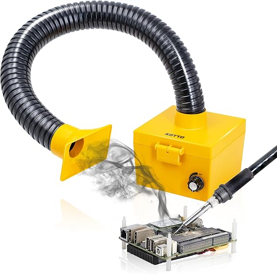 Strong Suction Smoke Absorber for Soldering, Welding, 3D Printing - Extractor with Carbon or HEPA Filter [Updated, Hose Pre-Attached]