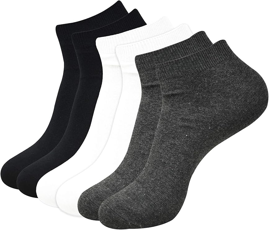 BALENZIA Men's basic,solid colour socks- Black, White, Dark Grey Pack of 3