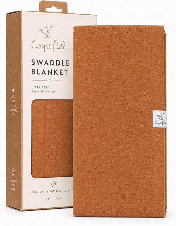 Copper Pearl Swaddle Blankets for Newborns | Soft Stretchy Receiving Blankets for Boys and Girls | Large 46 x 46 Inch Baby Blankets | Lightweight and Breathable Swaddles | Camel