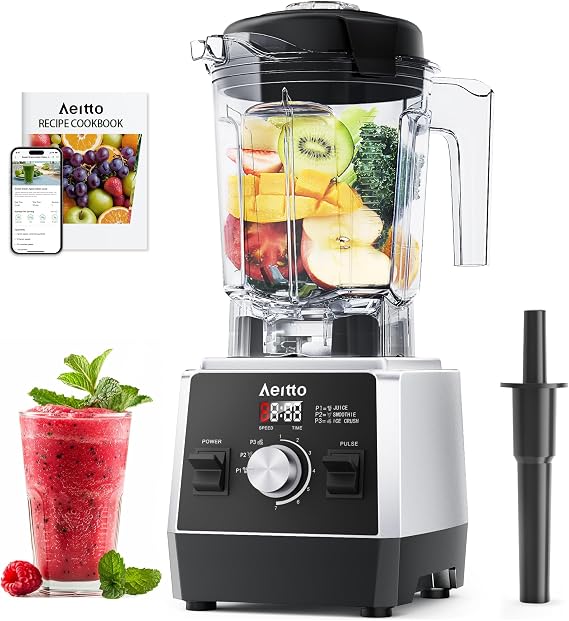 Aeitto Blenders for Kitchen with 68Oz. Large Capacity, 1800W Max Power Smoothie Blender, 3 Preset Programs & 7 Speeds, Professional Countertop Blender for Smoothies, Ice Crush, Frozen Drinks, Black