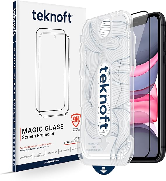 Easy Installation Kit for Teknoft iPhone 11 Smooth Laser Cut Premium Screen Protector Unbreakable Glass That Provides Extra Reinforced Full Protection That Never Leaves Dust Under the Glass When Installing