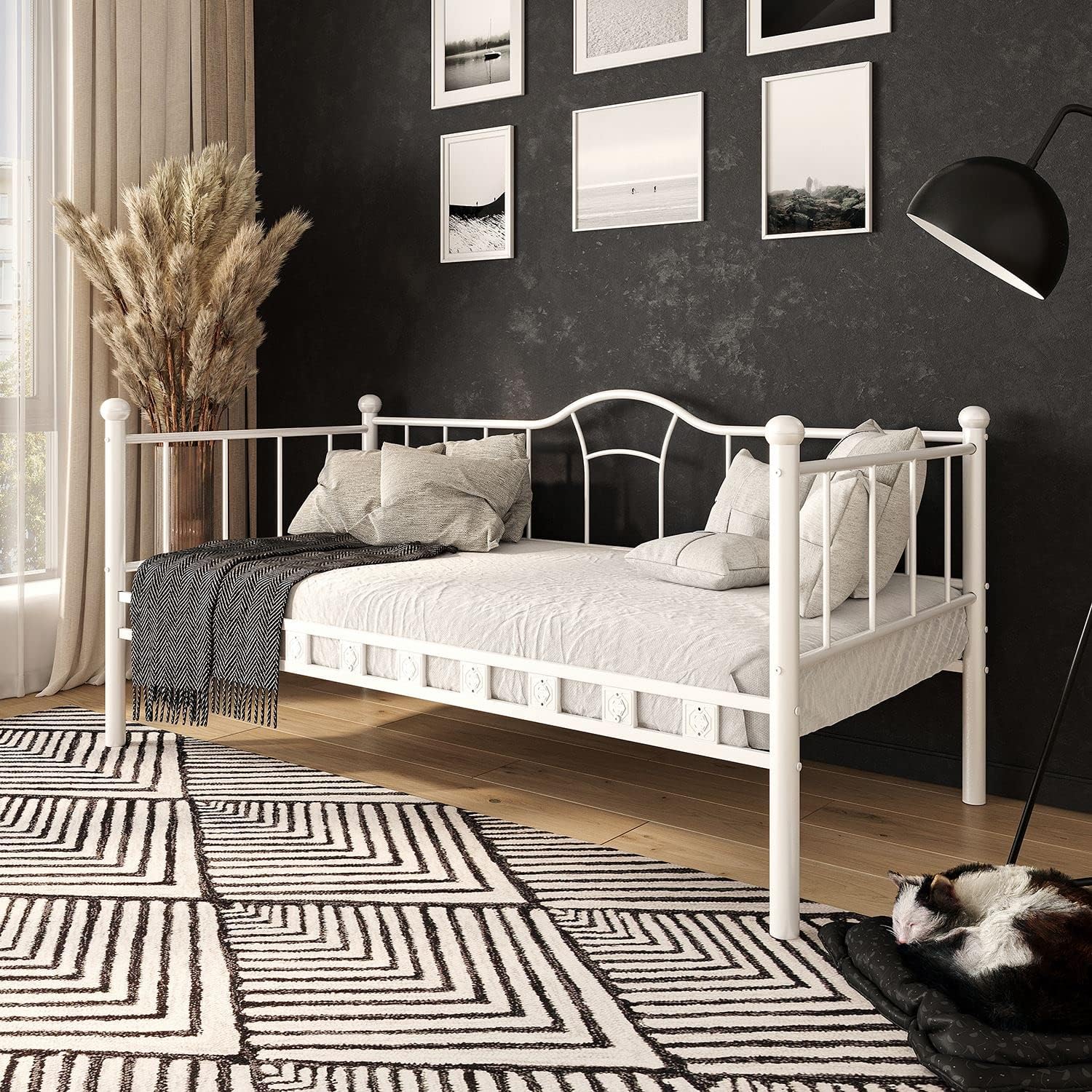 Argimo Camellia Cedar Metal White Bed 100x200