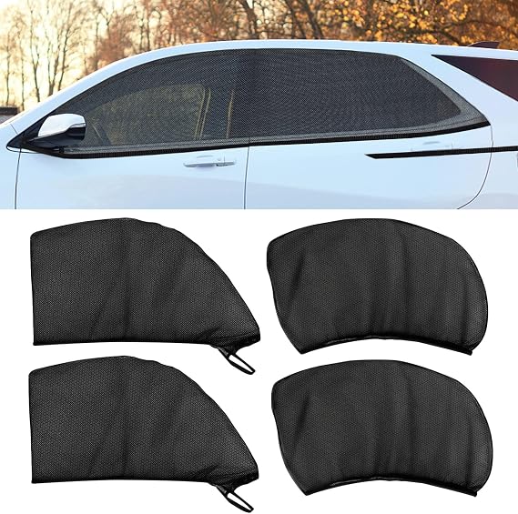 4-Piece Universal Car Window Shades, Breathable Mesh Car Window Cover for Side Window, Car Front and Rear Side Window Sun Shade Suitable for Camping Travelling