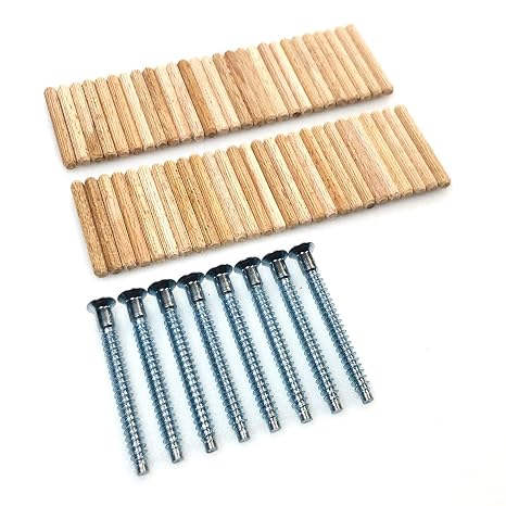 ReplacementScrews Hardware Kit Compatible with IKEA Furniture 203.057.45 | All Screws & Pins Included, Confirmat Assembly Screws (Part 104321), Hardwood Wooden Dowel Pins (Part 101339)