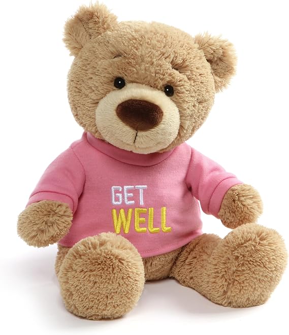 GUND Get Well T-Shirt Message Teddy Bear Stuffed Animal Plush, Pink, 12.5"