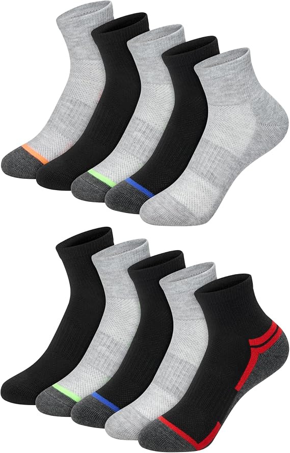 Hanes Boys' Moves Socks, Breathable Mesh Performance Socks, Ankle, Crew, No Show, Moisture-wicking, 10-pack