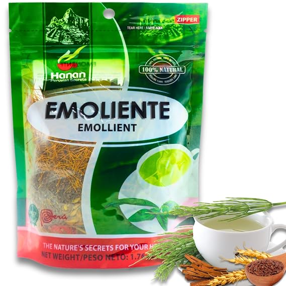 Hanan Emoliente Herbal Tea from Peru 1.8oz (50g) Loose Herbs Boldus (Boldo), Horsetail (Cola de Caballo), Cat's Claw (Una de Gato), Flaxseed (Linaza) and Barley (Cebada) All Natural Dried Plants
