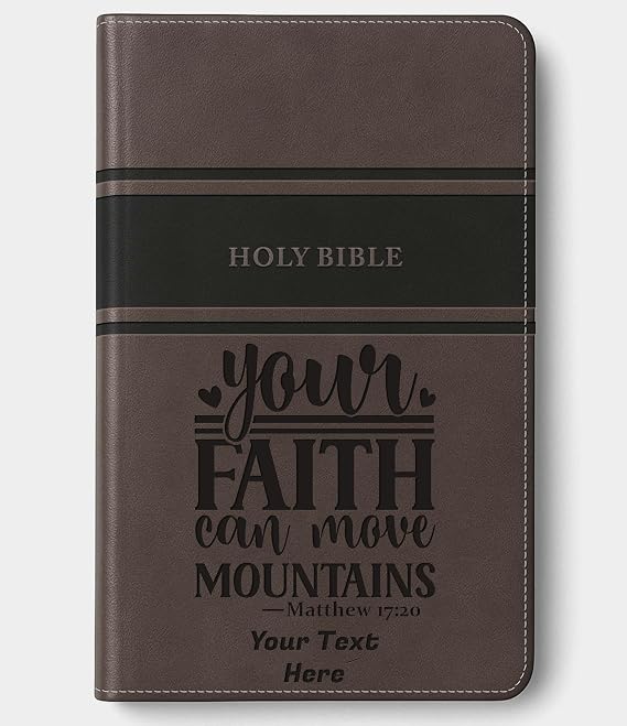 Personalized KJV Deluxe Gift Bible with Custom Engraved Text and Verse Design: Red Letter, Comfort Print, Leathersoft, Gray