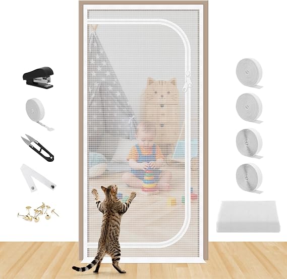 Adjustable Size Reinforced Cat Screen Door, Customizable DIY Screen Door