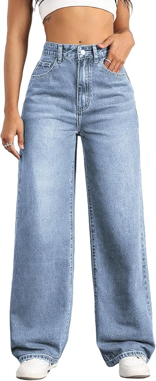 Straight Leg Jeans for Women High Waisted Wide Leg Denim Pants | Baggy,Trendy,Boyfriend Fit,Cofortable,Relaxed,Casual Wear,High Rise,Five Pockets,Regular,Loose Stretchy,Fashion