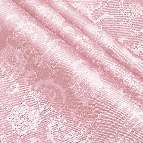KKJIAF 10 Yard Light Pink Satin Jacquard Fabric 60" Wide for DIY Crafts