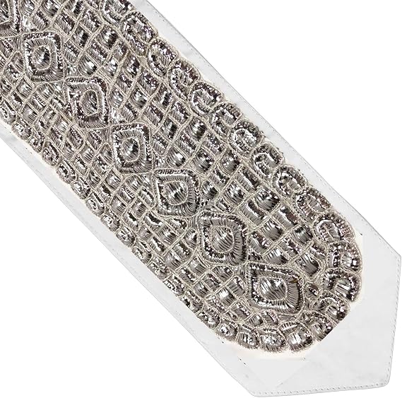 Atara for Tallit Jewish Prayer Shawl for Men - Designed with Silver Color Thick Small Circles and Squares