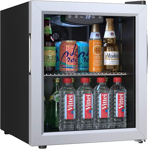 EdgeStar BWC71 18 Inch Wide 52 Can Capacity Extreme Cool Beverage Center - Stainless Steel | Freestanding, 52 Can Capacity, Extreme Cool, Reversible door, Digital Display, LED Light, Stainless Steel