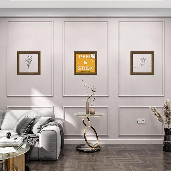 Birdeco Peel and Stick Pre-Cut Wall molding kit Pieces, All Edges precut, Factory Primed Wall molding Pieces to Make 3 top 3 Bottom Frames P-32 P