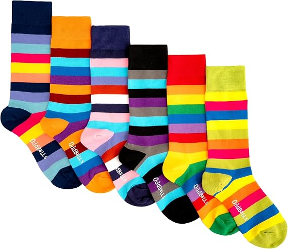 OddBalls Patterned Socks, 6 Pack - Colourful, Cotton Crew Fit Multipack